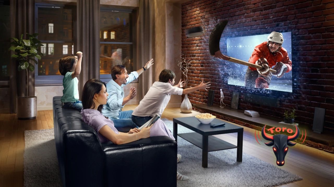 Family watching live sports on Toro TV